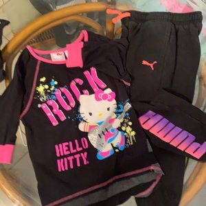 Puma Girls Sweatpants and Hello Kitty Shirt Size 7/8